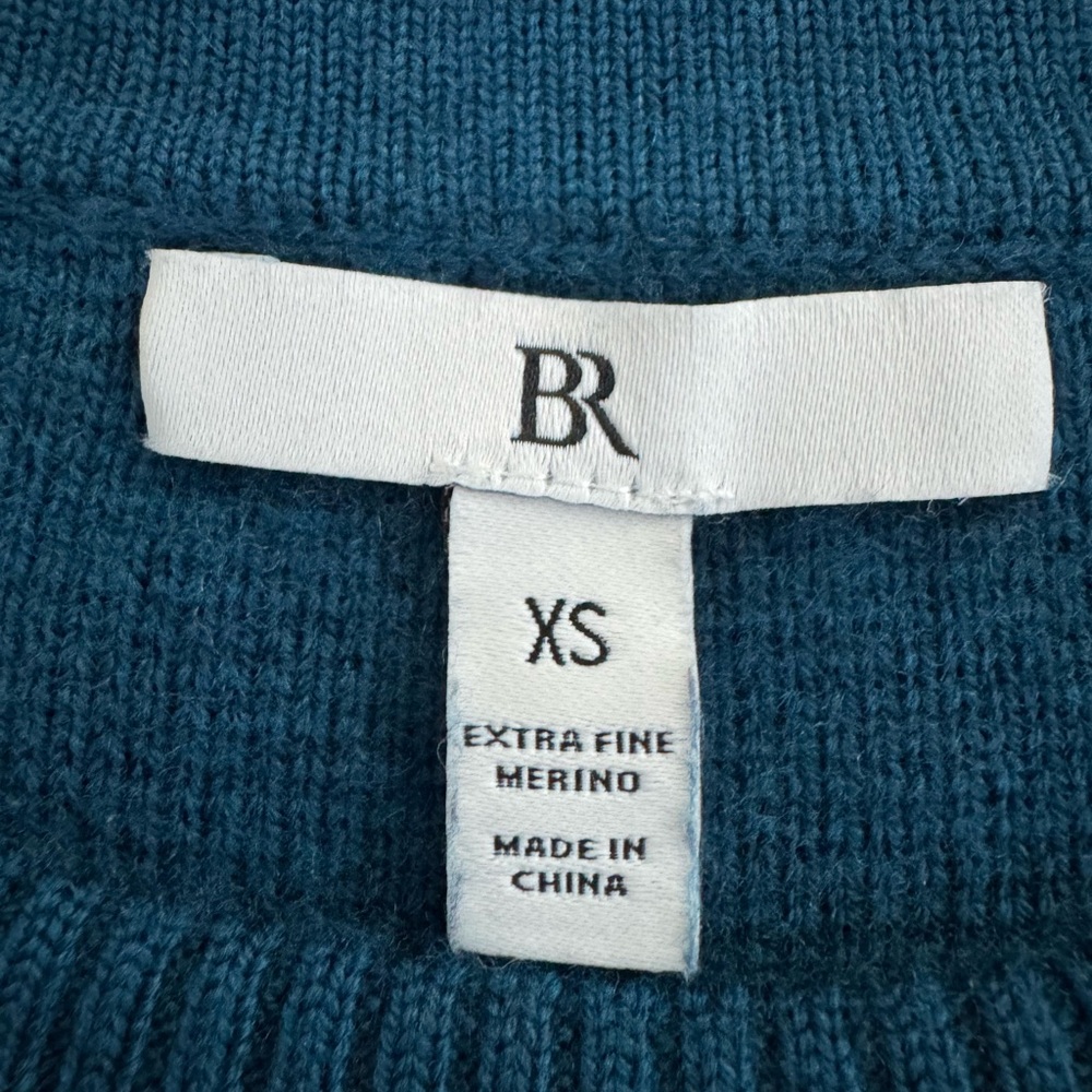Banana Republic Merino Wool Luxury Teal Coastal Crew Neck Sweater XS Oversized - Picture 7 of 8